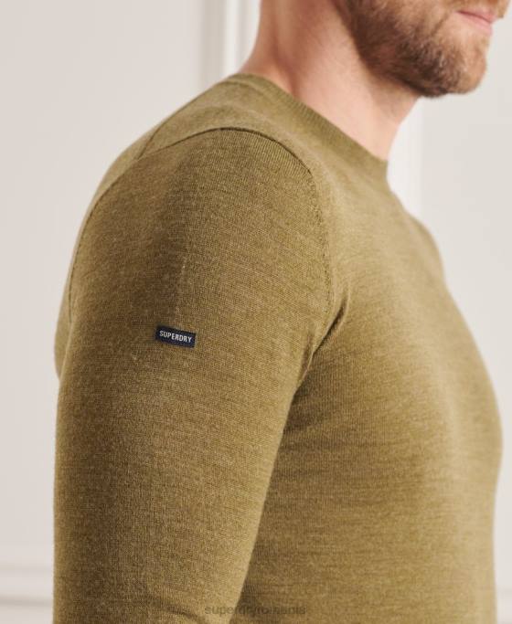 Superdry jumper de echipaj studios merinos îmbrăcăminte verde bărbați JX0Z1313