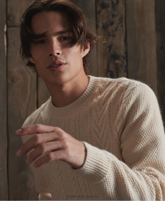 Superdry jumper de pescar uscat ediție limitată îmbrăcăminte alb bărbați JX0Z5351