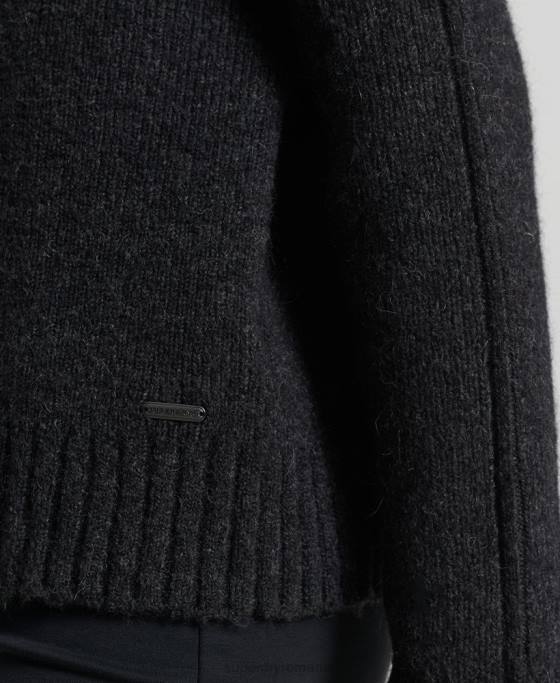 Superdry jumper gros studios cu gât rulat îmbrăcăminte gri inchis femei JX0Z4006