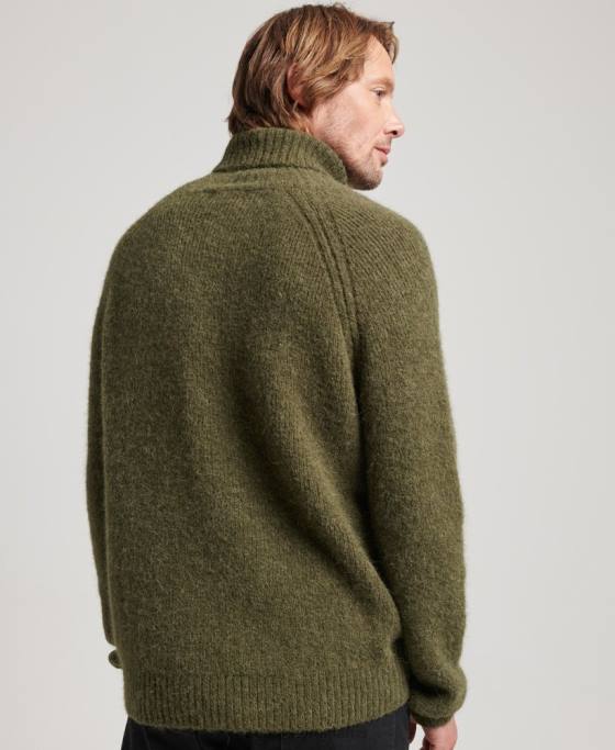 Superdry jumper gros studios cu gât rulat îmbrăcăminte kaki bărbați JX0Z5269