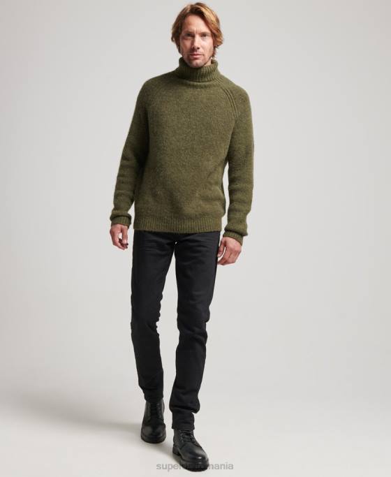 Superdry jumper gros studios cu gât rulat îmbrăcăminte kaki bărbați JX0Z5269