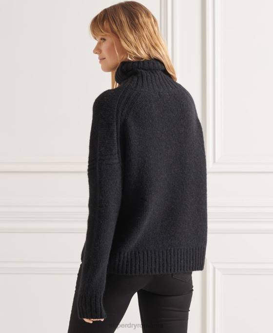 Superdry jumper gros studios cu gât rulat îmbrăcăminte negru femei JX0Z4003