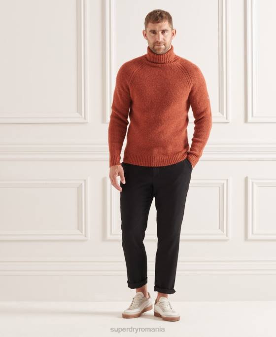 Superdry jumper gros studios cu gât rulat îmbrăcăminte portocale bărbați JX0Z5311