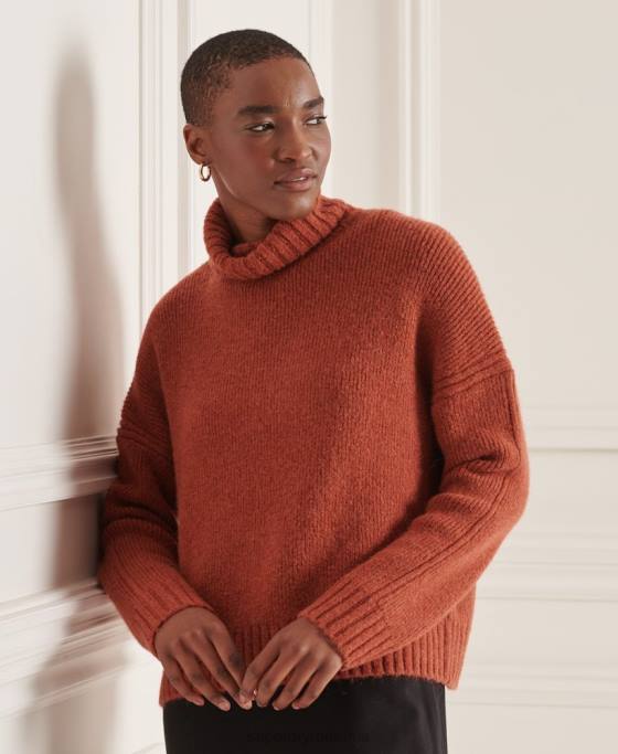 Superdry jumper gros studios cu gât rulat îmbrăcăminte portocale femei JX0Z4004