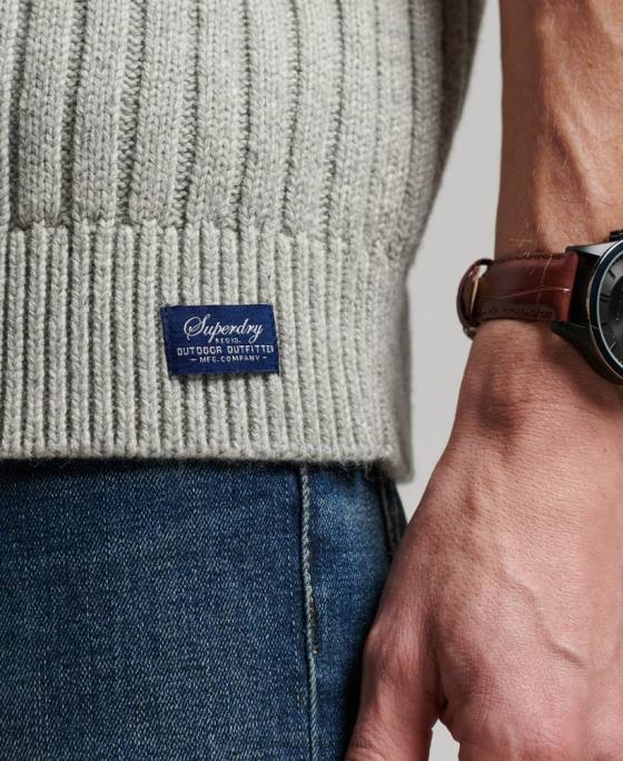 Superdry jumper henley cu nervuri îmbrăcăminte gri bărbați JX0Z5261