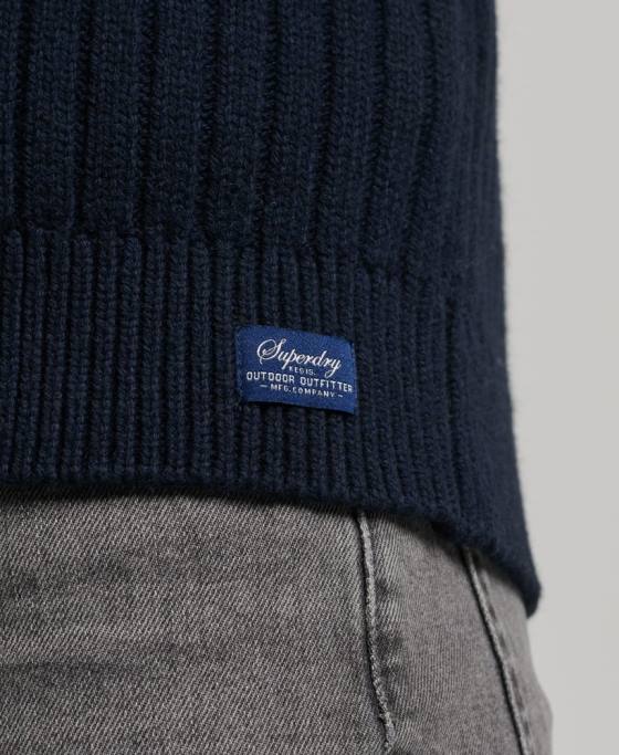 Superdry jumper henley cu nervuri îmbrăcăminte marina bărbați JX0Z5273