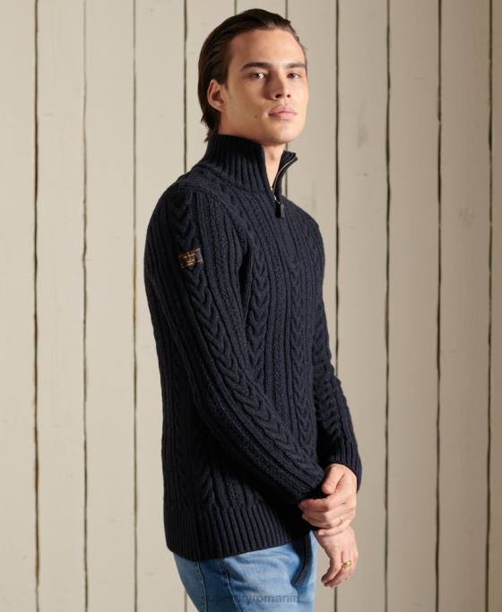 Superdry jumper jacob henley îmbrăcăminte albastru inchis bărbați JX0Z5289