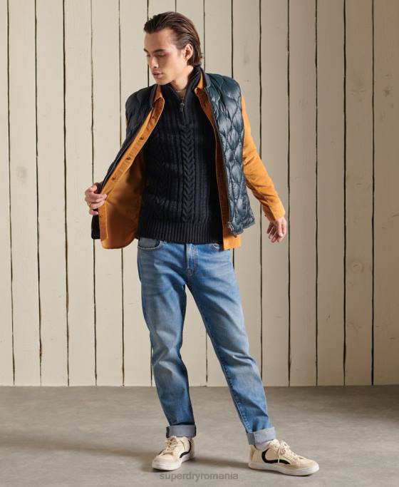 Superdry jumper jacob henley îmbrăcăminte albastru inchis bărbați JX0Z5289