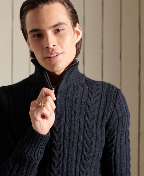 Superdry jumper jacob henley îmbrăcăminte albastru inchis bărbați JX0Z5289