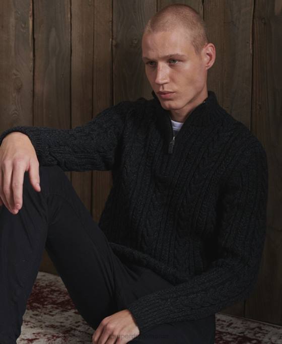 Superdry jumper jacob henley îmbrăcăminte negru bărbați JX0Z1350