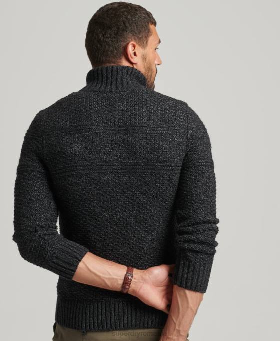 Superdry jumper jacob henley îmbrăcăminte negru bărbați JX0Z5253