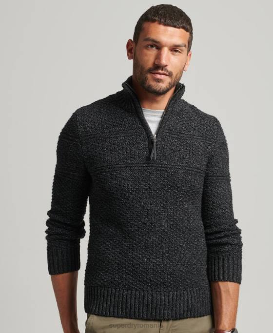 Superdry jumper jacob henley îmbrăcăminte negru bărbați JX0Z5253