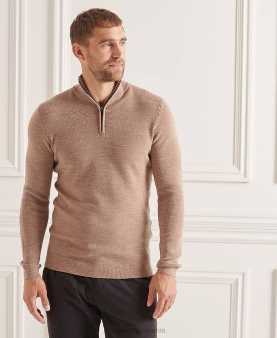 Superdry jumper merino henley studios îmbrăcăminte bej bărbați JX0Z1323