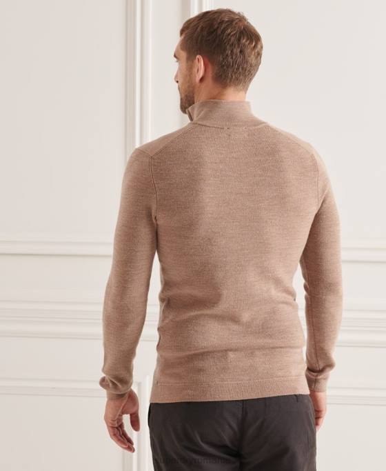 Superdry jumper merino henley studios îmbrăcăminte bej bărbați JX0Z1323