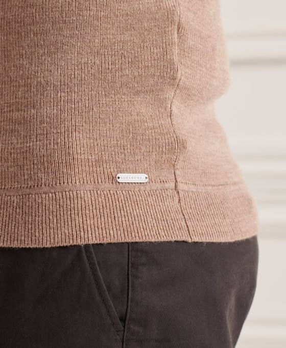 Superdry jumper merino henley studios îmbrăcăminte bej bărbați JX0Z1323