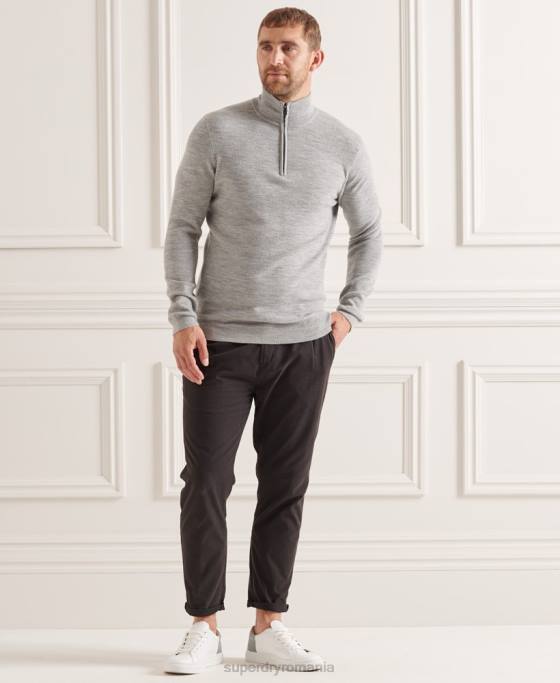 Superdry jumper merino henley studios îmbrăcăminte gri bărbați JX0Z1295