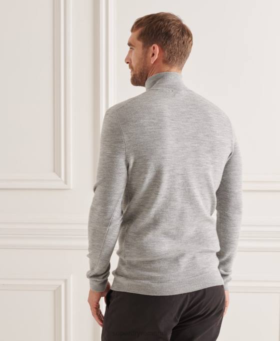 Superdry jumper merino henley studios îmbrăcăminte gri bărbați JX0Z1295