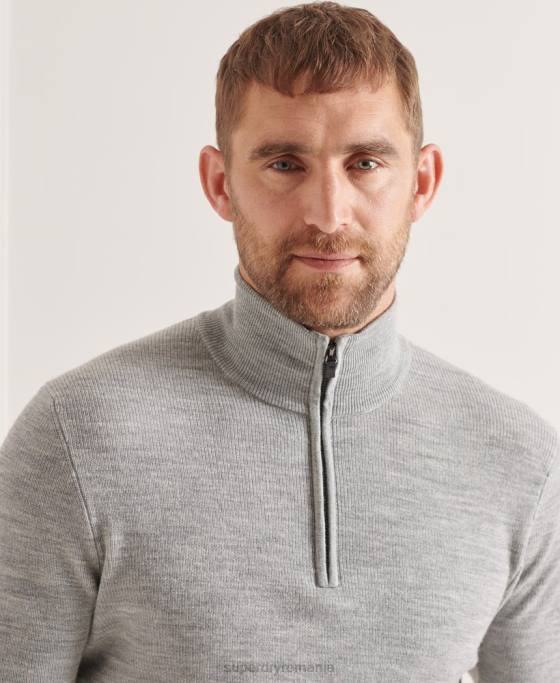Superdry jumper merino henley studios îmbrăcăminte gri bărbați JX0Z1295