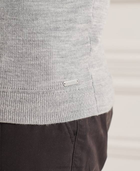 Superdry jumper merino henley studios îmbrăcăminte gri bărbați JX0Z1295