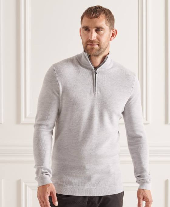 Superdry jumper merino henley studios îmbrăcăminte gri deschis bărbați JX0Z5305