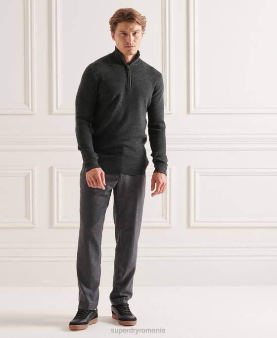 Superdry jumper merino henley studios îmbrăcăminte gri inchis bărbați JX0Z1293