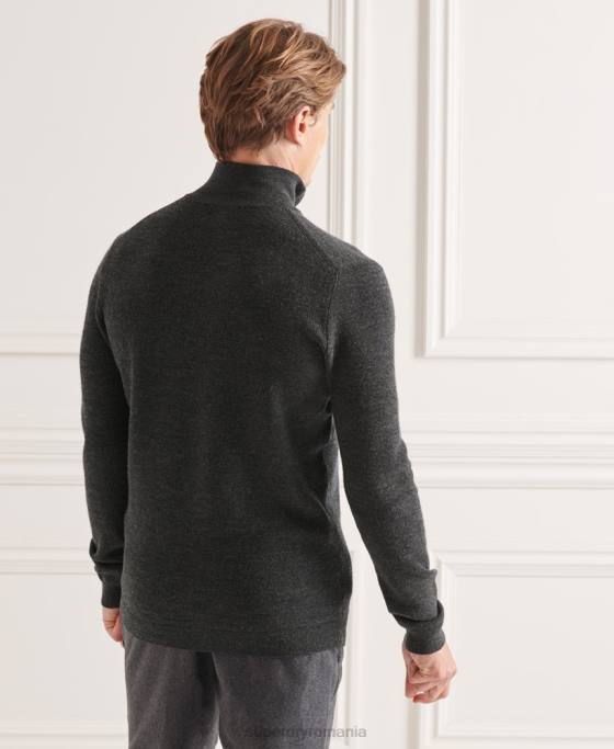 Superdry jumper merino henley studios îmbrăcăminte gri inchis bărbați JX0Z1293
