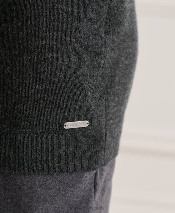 Superdry jumper merino henley studios îmbrăcăminte gri inchis bărbați JX0Z1293