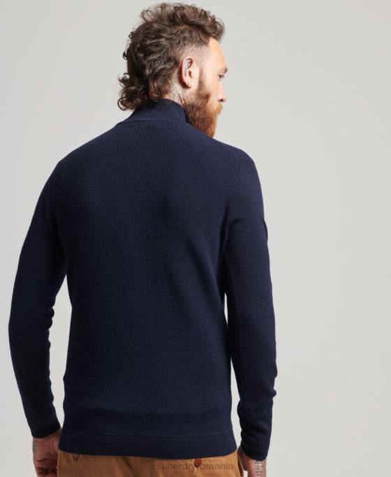Superdry jumper merino henley studios îmbrăcăminte marina bărbați JX0Z1266
