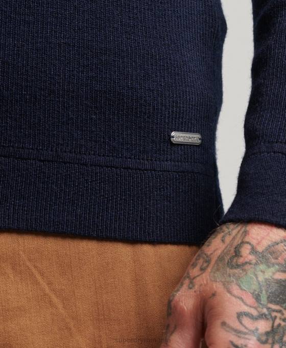 Superdry jumper merino henley studios îmbrăcăminte marina bărbați JX0Z1266