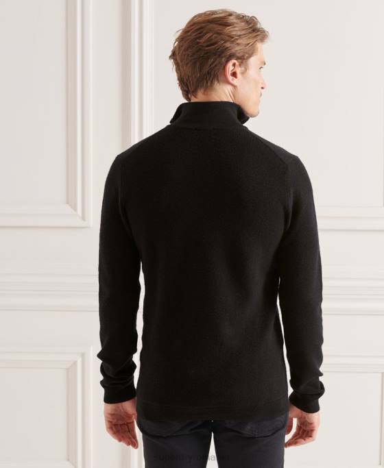 Superdry jumper merino henley studios îmbrăcăminte negru bărbați JX0Z5294