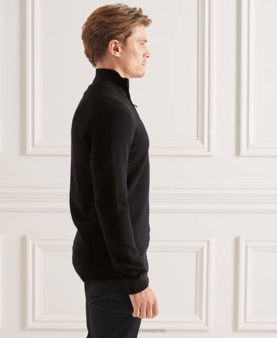 Superdry jumper merino henley studios îmbrăcăminte negru bărbați JX0Z5294