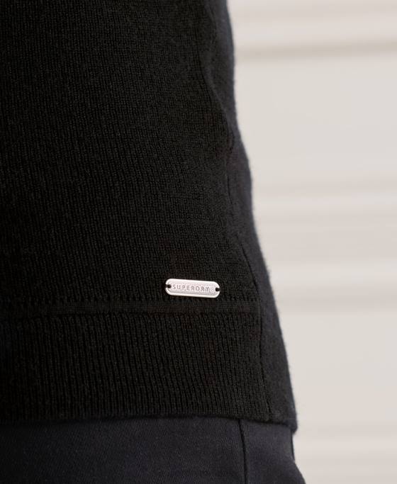 Superdry jumper merino henley studios îmbrăcăminte negru bărbați JX0Z5294