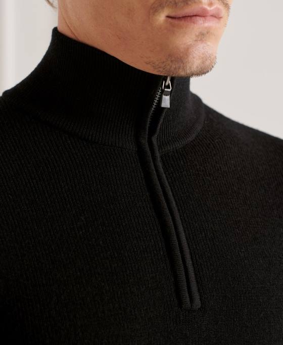 Superdry jumper merino henley studios îmbrăcăminte negru bărbați JX0Z5294