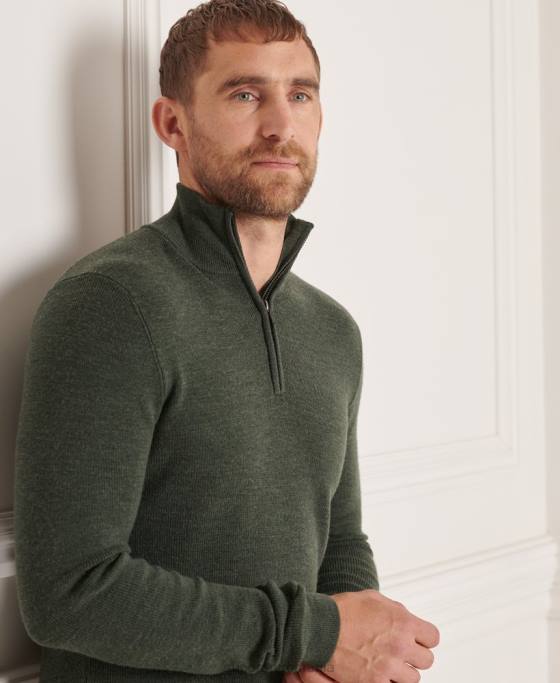 Superdry jumper merino henley studios îmbrăcăminte verde bărbați JX0Z1324