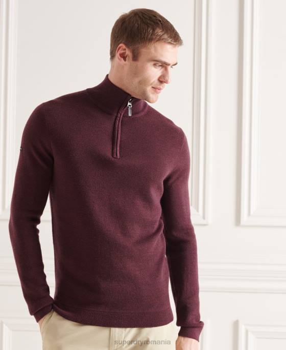 Superdry jumper merino henley îmbrăcăminte Violet bărbați JX0Z5339