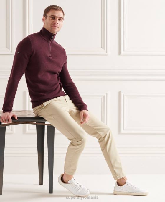 Superdry jumper merino henley îmbrăcăminte Violet bărbați JX0Z5339