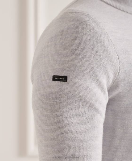 Superdry jumper merino henley îmbrăcăminte gri deschis bărbați JX0Z5320