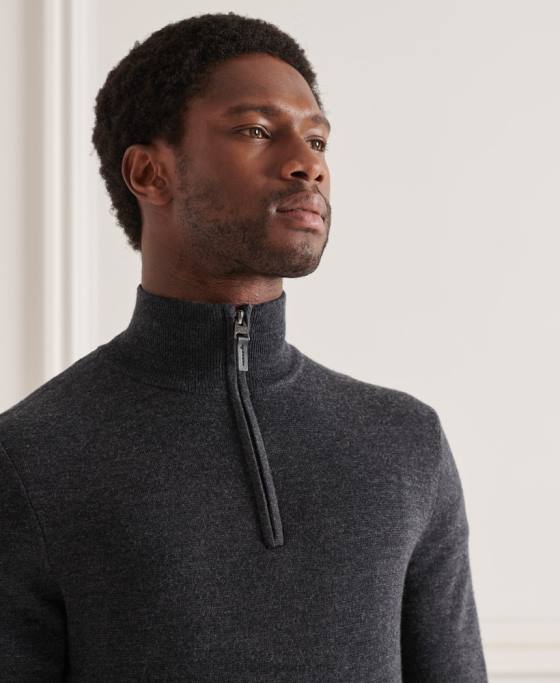 Superdry jumper merino henley îmbrăcăminte gri inchis bărbați JX0Z1339