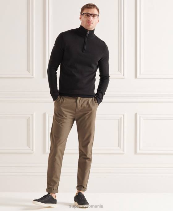 Superdry jumper merino henley îmbrăcăminte negru bărbați JX0Z5349