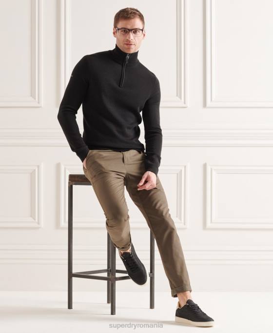 Superdry jumper merino henley îmbrăcăminte negru bărbați JX0Z5349