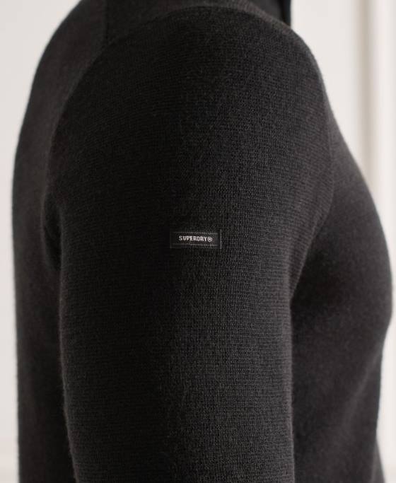 Superdry jumper merino henley îmbrăcăminte negru bărbați JX0Z5349