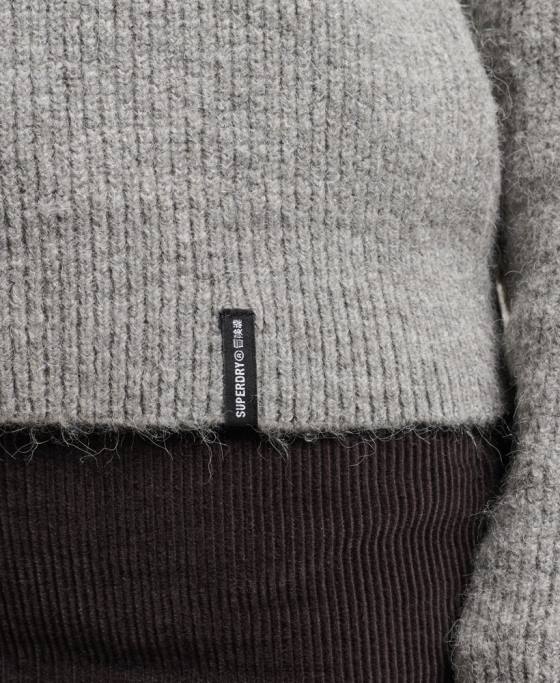 Superdry jumper pentru echipaj cu coaste esențial îmbrăcăminte gri deschis femei JX0Z4009