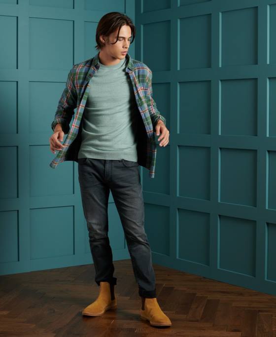 Superdry jumper pentru echipaj cu etichetă portocalie îmbrăcăminte albastru bărbați JX0Z1357