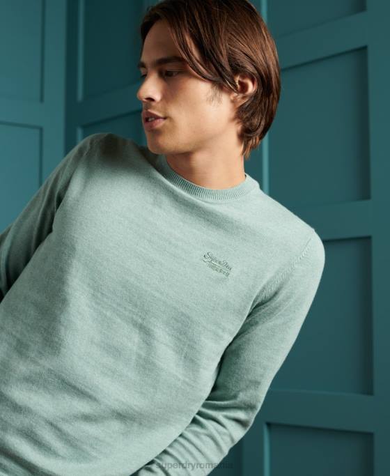 Superdry jumper pentru echipaj cu etichetă portocalie îmbrăcăminte albastru bărbați JX0Z1357