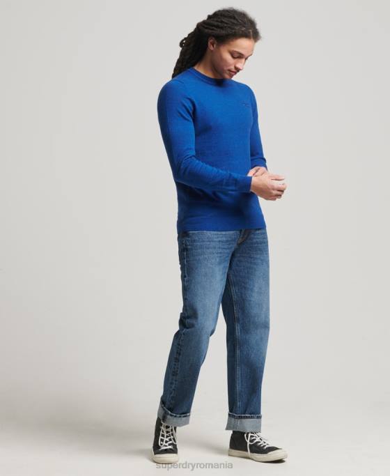 Superdry jumper pentru echipaj cu etichetă portocalie îmbrăcăminte albastru bărbați JX0Z5324