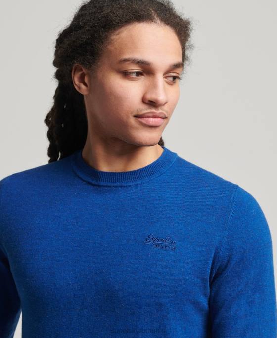 Superdry jumper pentru echipaj cu etichetă portocalie îmbrăcăminte albastru bărbați JX0Z5324