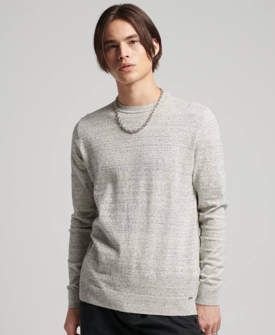 Superdry jumper pentru echipaj cu etichetă portocalie îmbrăcăminte gri deschis bărbați JX0Z1365
