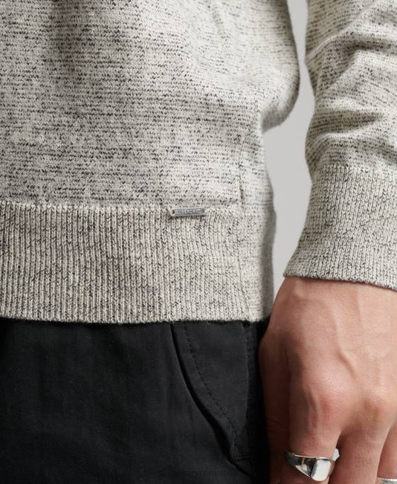 Superdry jumper pentru echipaj cu etichetă portocalie îmbrăcăminte gri deschis bărbați JX0Z1365