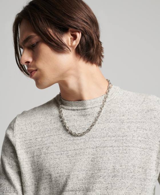 Superdry jumper pentru echipaj cu etichetă portocalie îmbrăcăminte gri deschis bărbați JX0Z1365