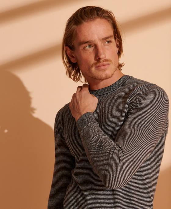 Superdry jumper pentru echipaj cu etichetă portocalie îmbrăcăminte gri inchis bărbați JX0Z5356